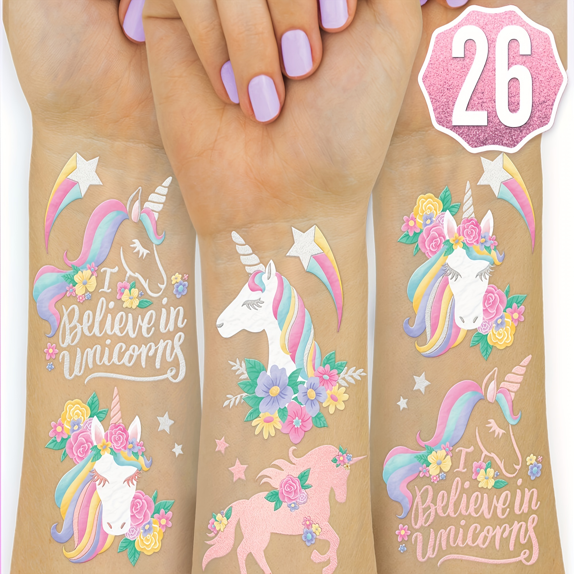 

26pcs | 52pcs | Unicorn Unicorn - Tattoos - 26 Styles | Supplies, Unicorn Decorations, + Halloween For , , Cloud ,