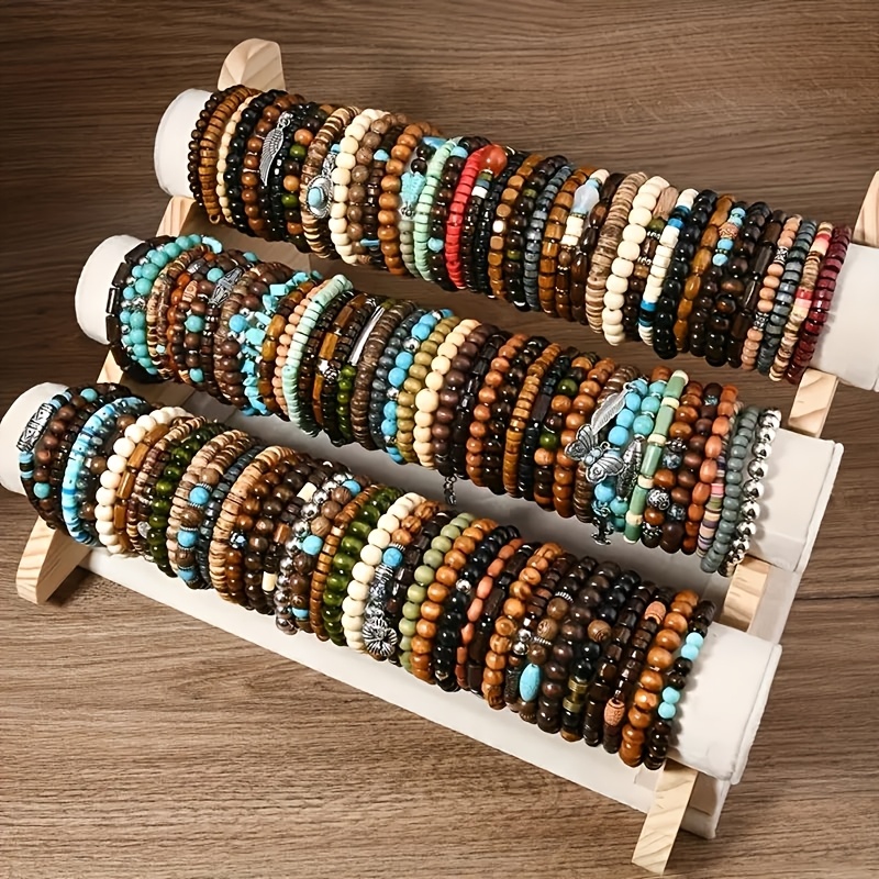 

10/20pcs Set Of Wooden Beads With Hanging Ornaments, Handmade, Free Matching, Same Style For Men And Women, Couple Jewelry, Random Styles