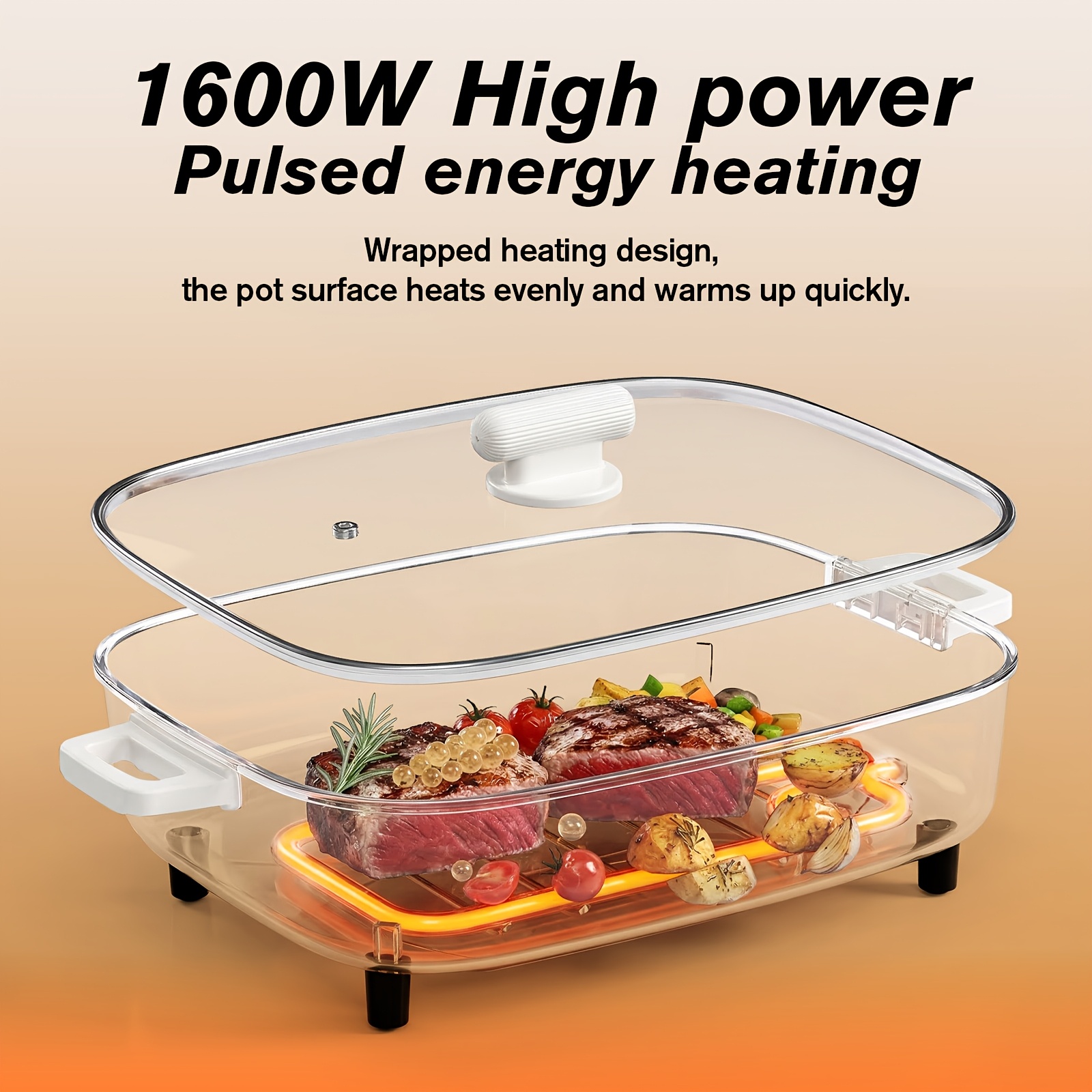 Non-stick Multifunctional Electric Cooking Pot with Aluminum Alloy Inner Pot, Glass Lid And Knob Thermostat. All-in-one for Frying, Grilling, Braising, Stewing And Hot Pot, Serves 2-6 People. Ideal for Home, Parties, Camping And Holiday Gifts.