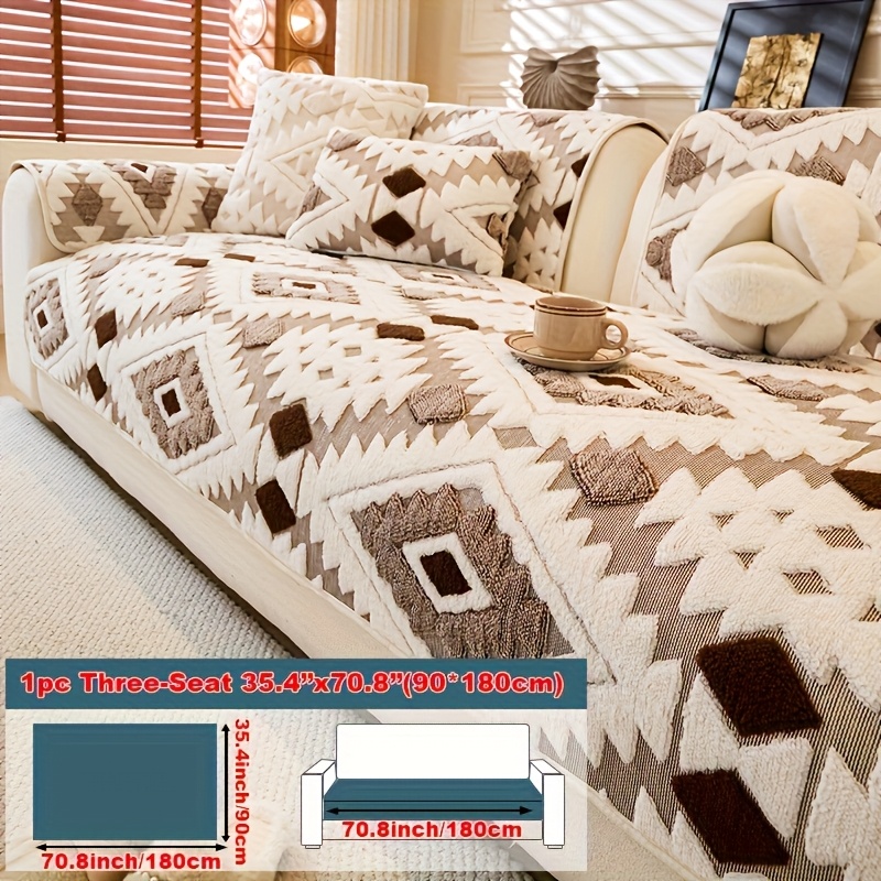 TEMU 1pc Coussin de Canapé en Peluche Épaissi Compatible pour Canapés Simple/Double/Triple//Sectionnel - Housse Antidérapante Lavable en Machine