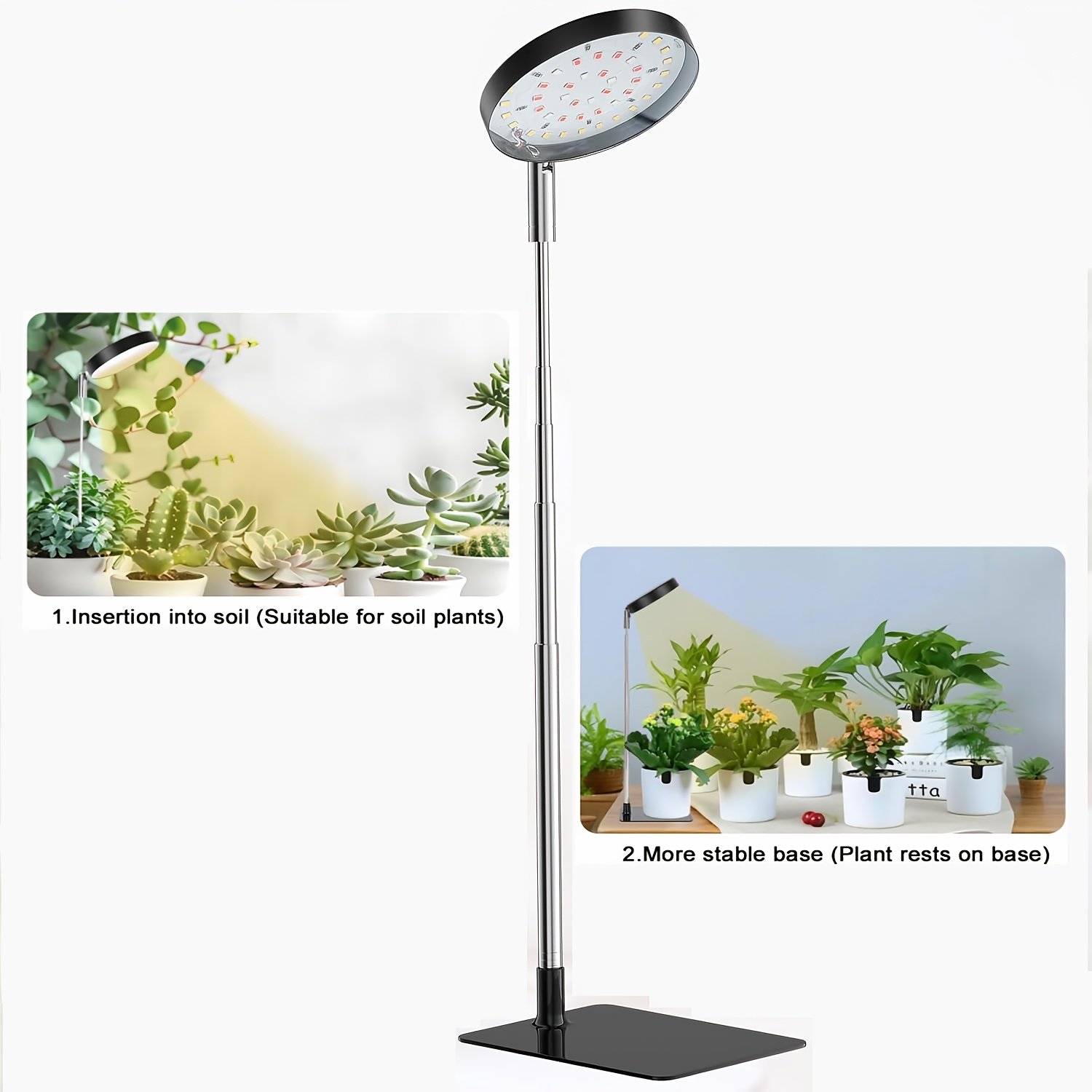 TEMU Lampada LED per coltivazione a completo adatta per piante da interno, con 48 LED, due opzioni di installazione, tre spettri selezionabili, timer