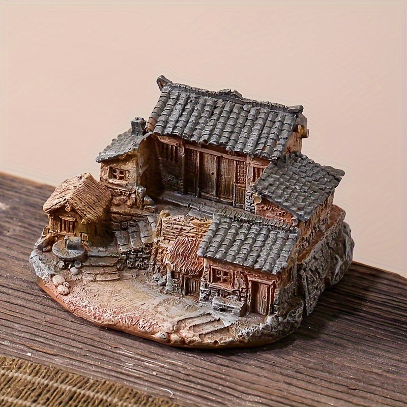 

1pc Miniature Resin House Model, Micro Landscape Figurine, Tabletop Craft, Bonsai Pot Decoration, Fairy Garden Mini House Accessory