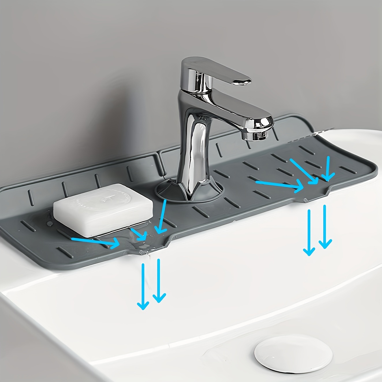 

Heavy-duty Silicone Sink Mat - Black/gray, Perfect For Kitchen & Bathroom Faucets