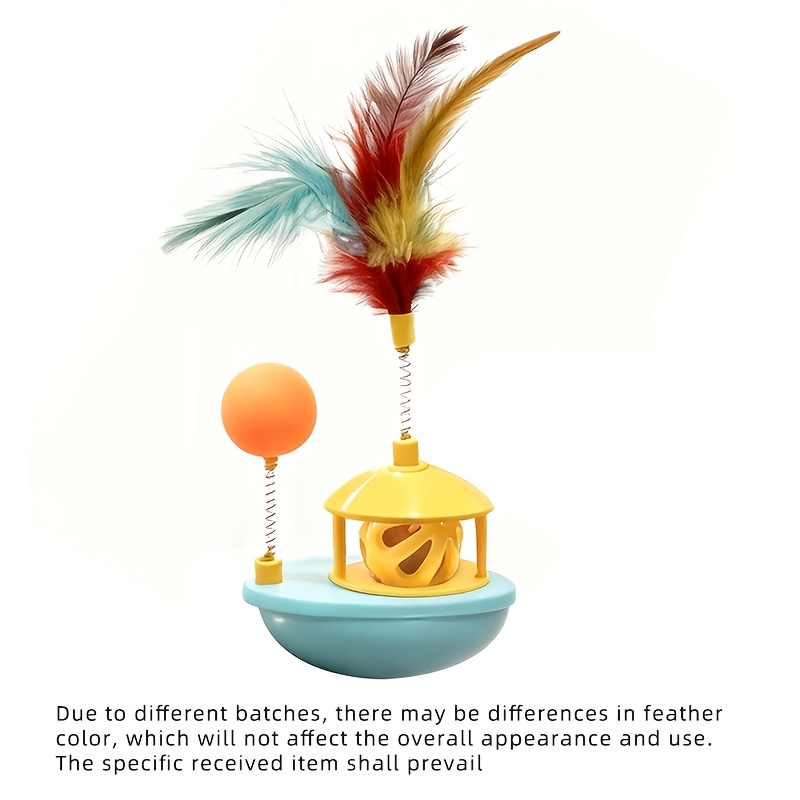 Image of Toy Artificial Fiber Material Feather Self-entertainment Tumbler Cat Toy, Bell Sound Pet Toy, Without Battery
