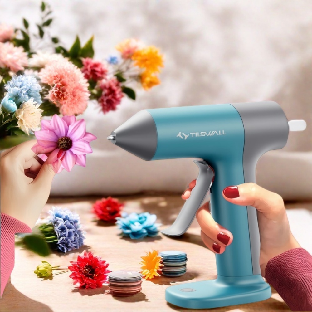 Temu Mini Cordless Craft Hot Glue Gun With 2000Mah Battery, 5-Minute Auto Shutoff, Drip-Proof Nozzle, And 20 High- Glue Sticks - Perfect For Art,-image
