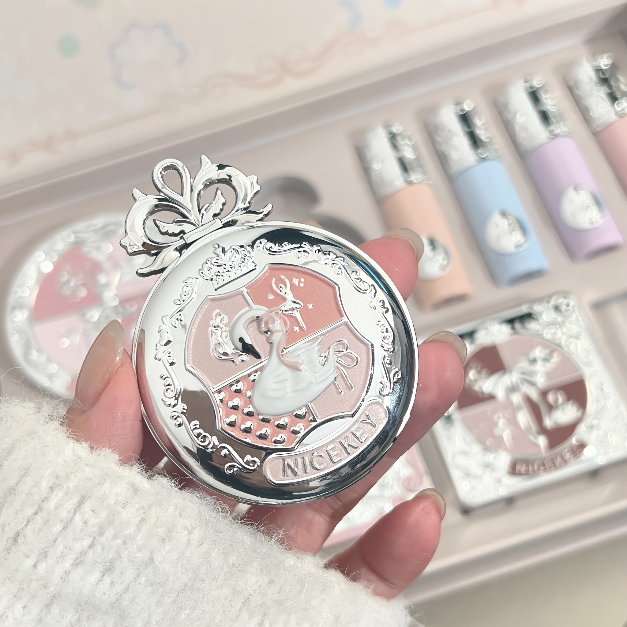 9pcs pink ballet makeup kit lip gloss powder blush eyeshadow - Temu