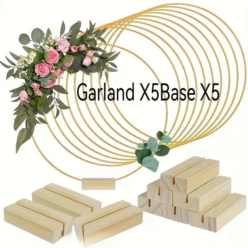 5pcs garland 5pcs base metal floral hoop centerpieces wooden