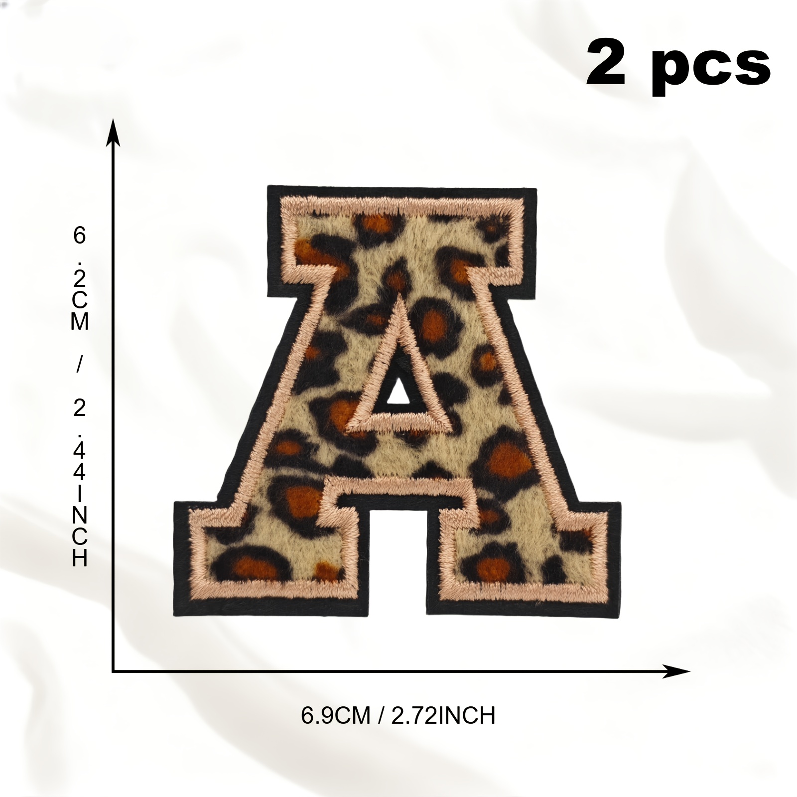 TEMU 2pcs Embroidered Patches Featuring Leopard Print Letters, Suitable For Projects On Clothing. Iron-on Appliques For Clothing Decoration, Repair,