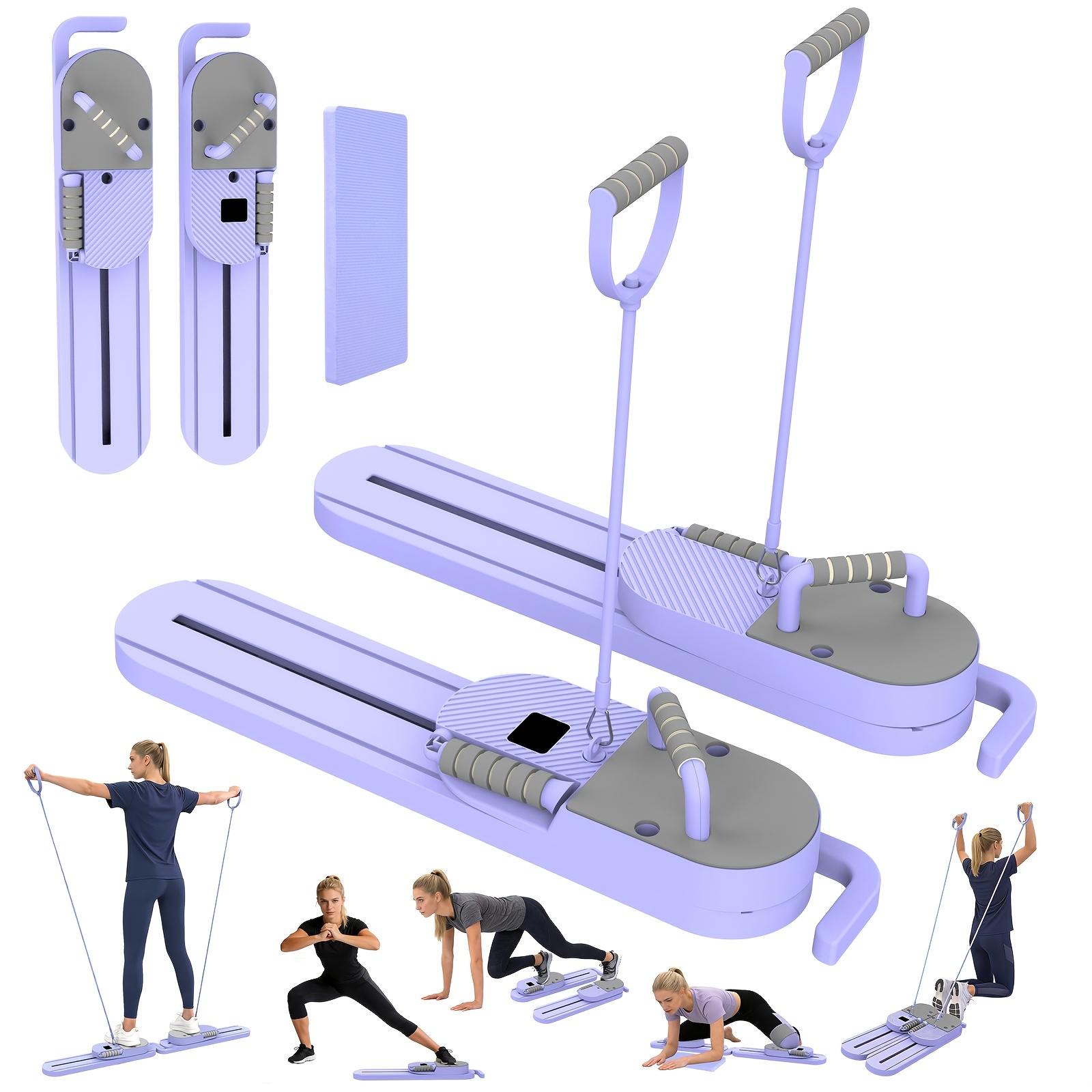 TEMU Tabla de Pilates Multifuncional, Tabla de Entrenamiento Muscular Abdominal Desmontable, Entrenador de Área Abdominal, Tabla de Pilates, Equipada