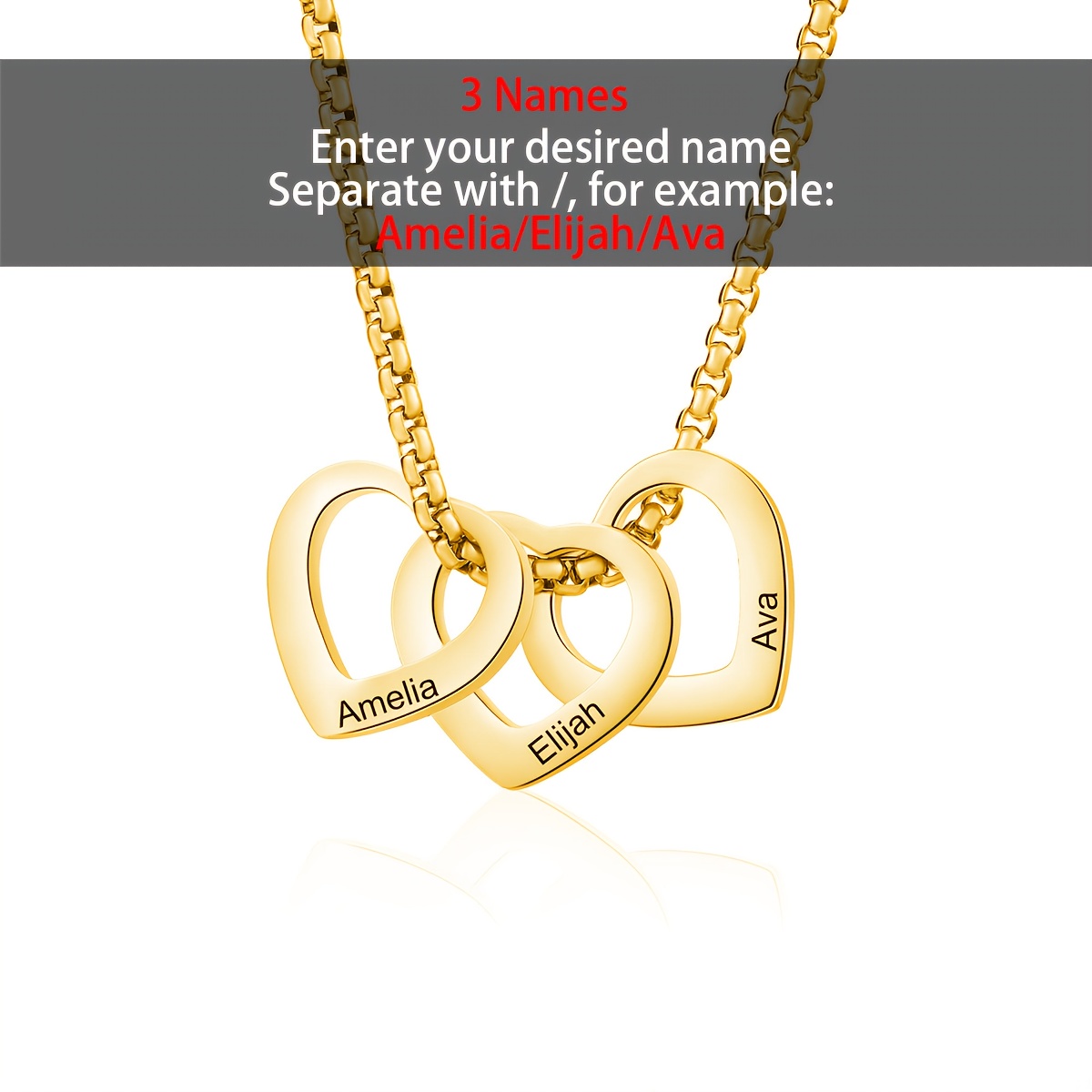 TEMU A Personalized And Exquisite Multi-hollow Pendant Necklace For Families, Made Of 304l Stainless Steel, Laser Engraved With 1-3 English Names And