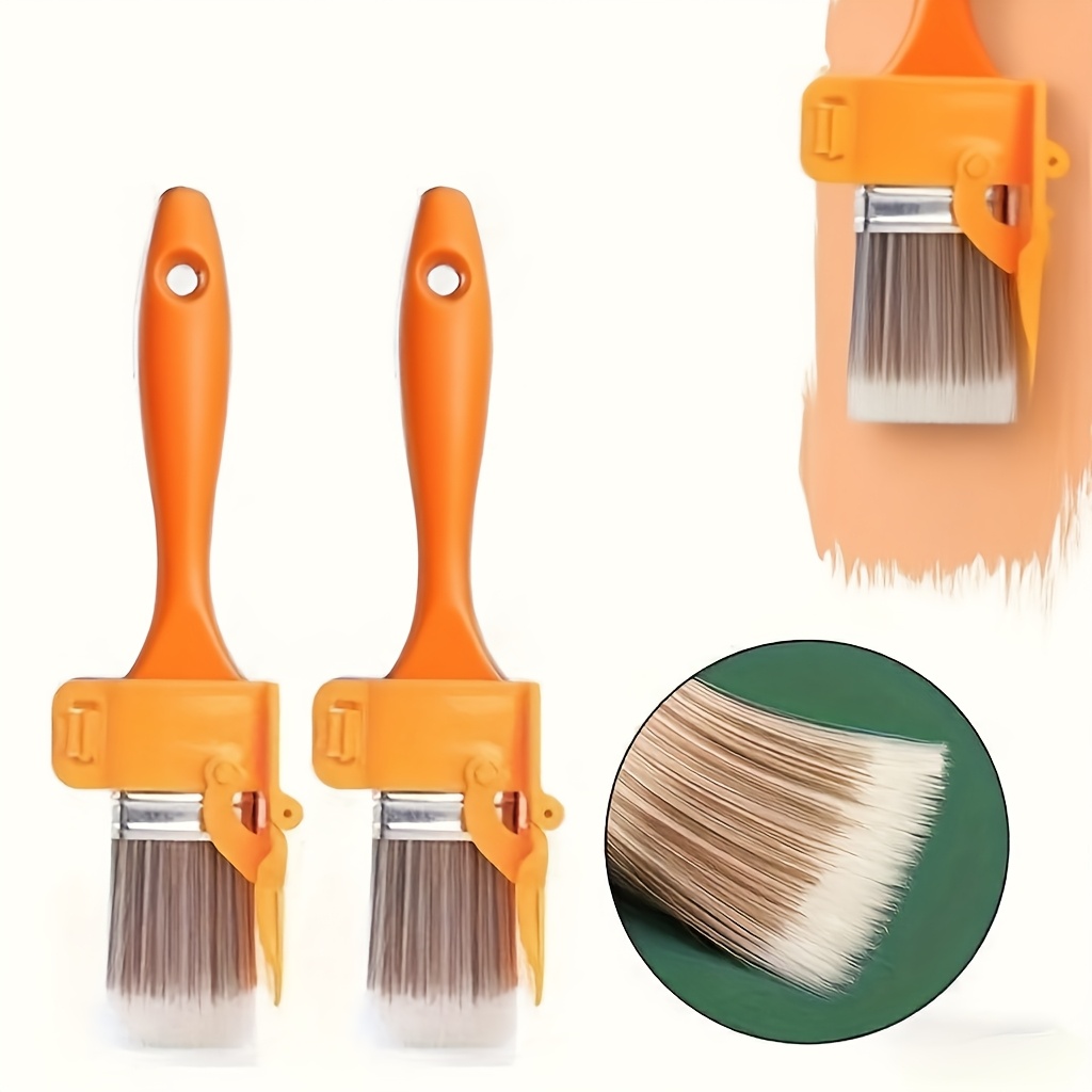 1pc orange precision edging paint brush with color   durable lightweight portable with wooden handle for flawless diy wall ceiling edge painting   red yellow brushes for detailed decoration