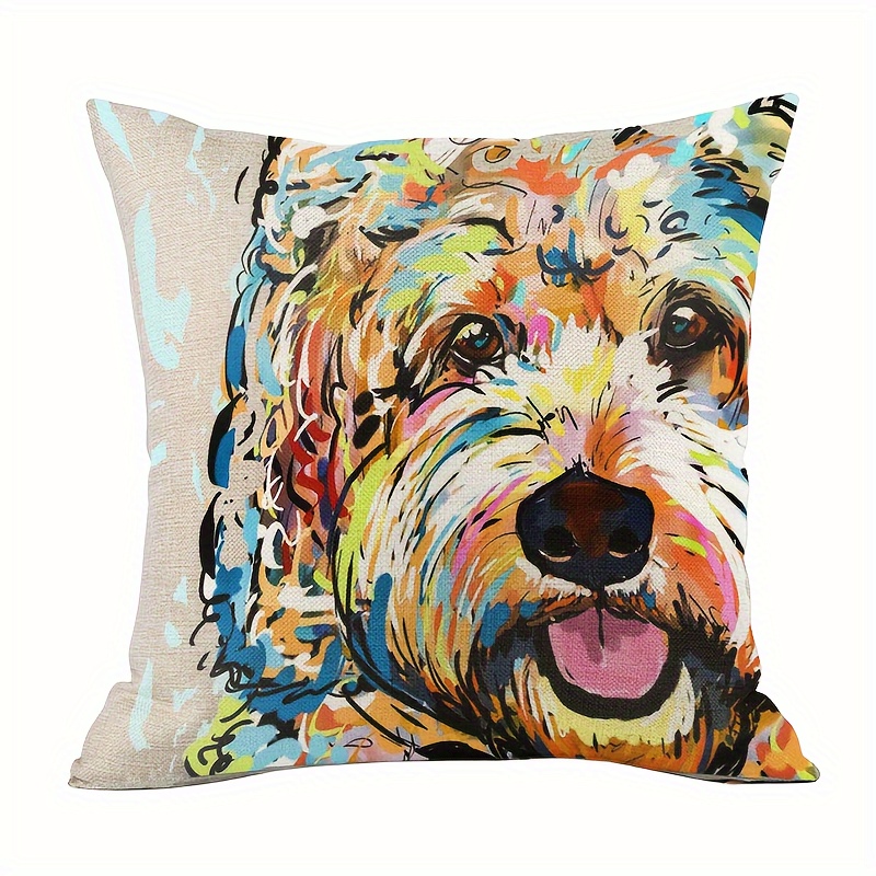 

1pc Cute Goldendoodle Dog Pattern Throw Pillow Cover, Cushion Cover Pillowcase Sofa Home Decor 18x 18inch (45 X 45cm)