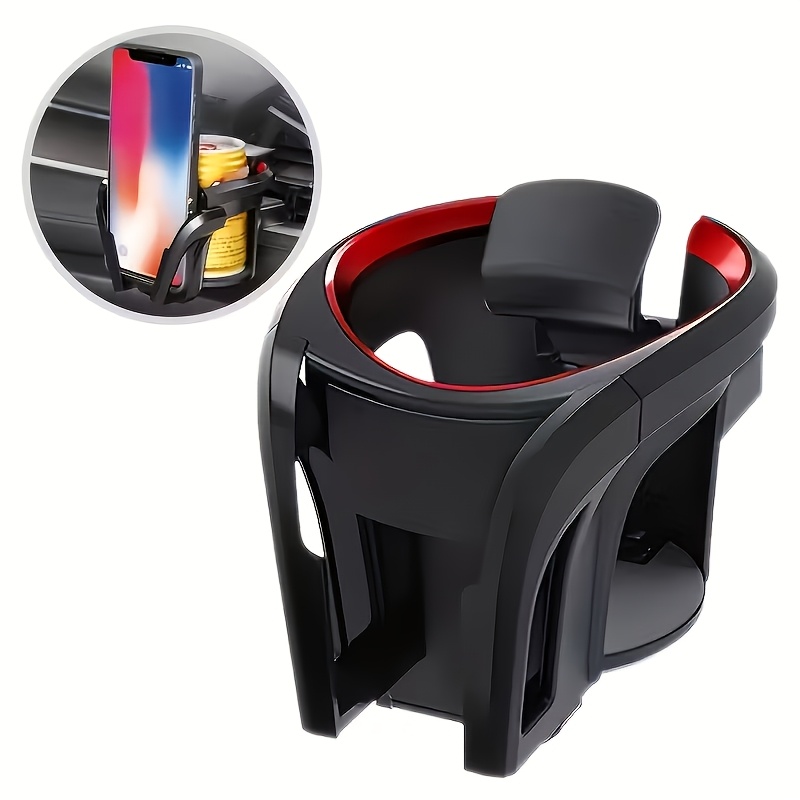 1pc Heavy-duty Abs Plastic Adjustable 2-in-1 Car Cup Holder & Phone Mount - Vehicle Air Vent/dashboard Drink And Smartphone Holder, For Most Trucks (black/red)