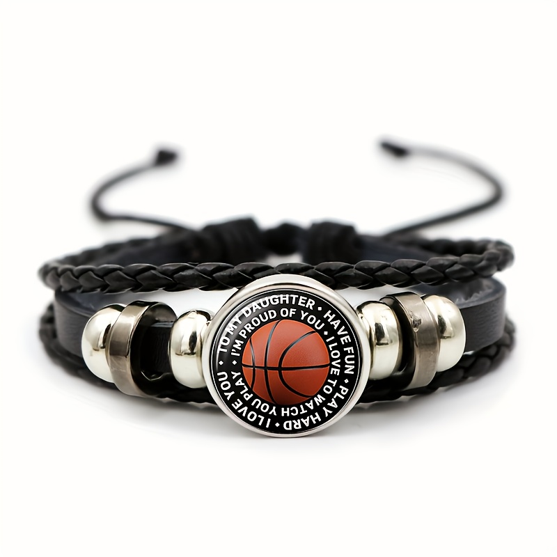 TEMU 1pc Pack ( Wristband), Basketball Theme Round Badge, Love Girl Inspirational Quote, Black Design Pattern, Accessory, Ideal Gift For Thanksgiving