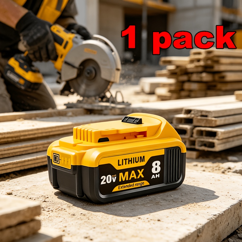 TEMU 1 Pack Batterie Lithium-Ion 20V 8.0A pour Outils Fil for Dewalt Série DCB200 DCB201 DCB203 DCB204 DCB206 DCB207 DCD DCF DCG