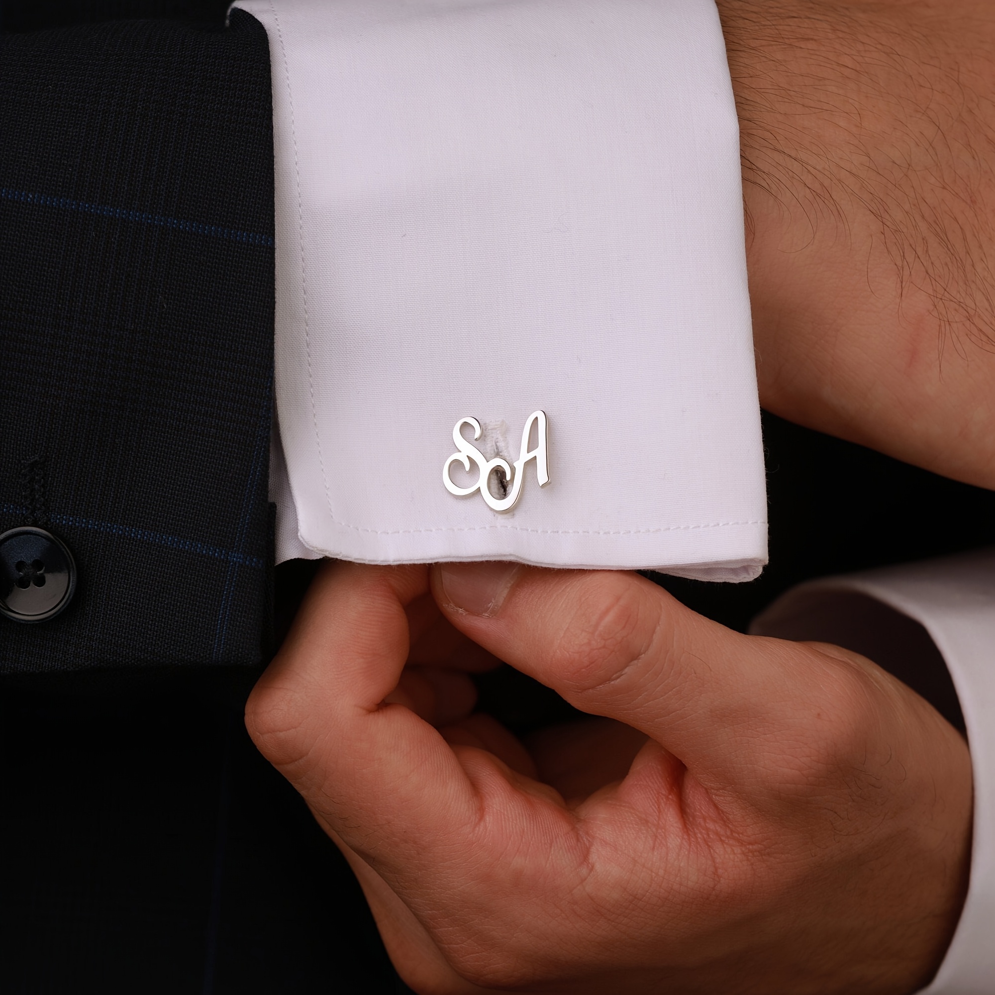 Personalized Initial Cufflinks with Custom Monogram Letter