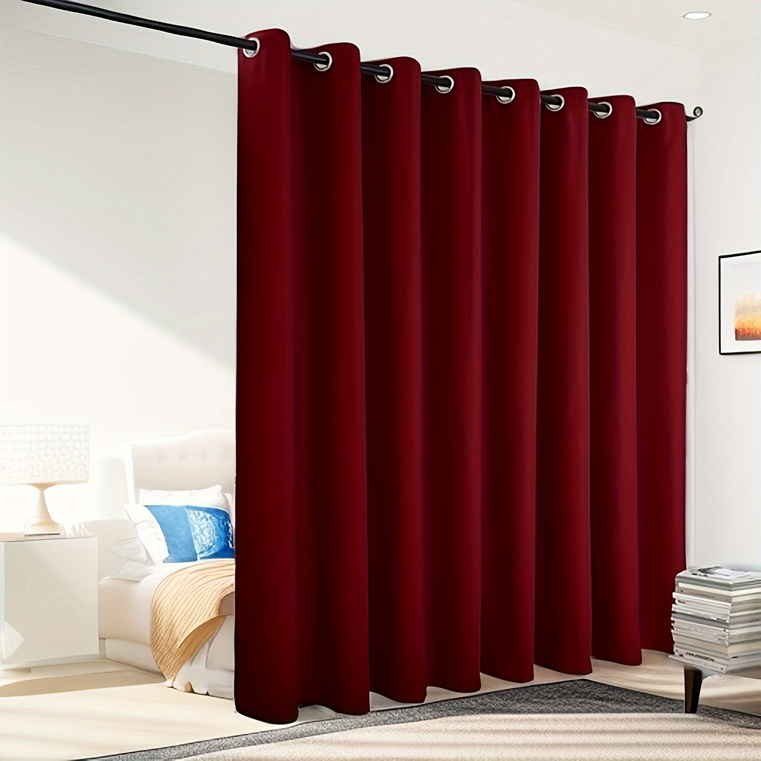 SK Studio Rideaux Occultants Isolation Thermique Rideaux à œillets Phonique Anti Bruit Rideau de Porte Interieur, Fixation sans perçage pour Porte, Chambre d'enfant Café, 120x200cm