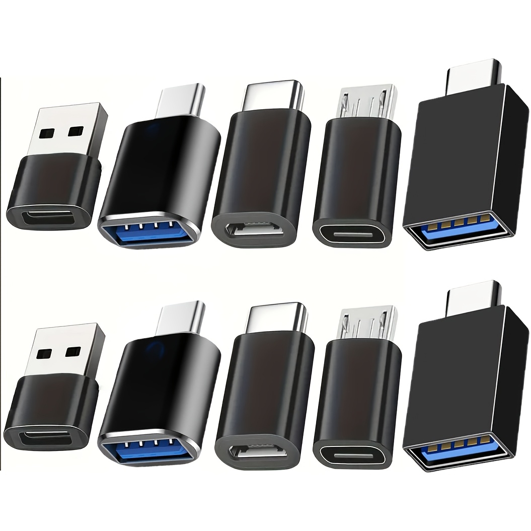 TEMU 10pcs Of Usb To Type-c Adapter, Type-c Female To Usb Male Converter, Mini Micro To Type-c Adapter, Suitable For Pc Computers, , For Iphone 17/17