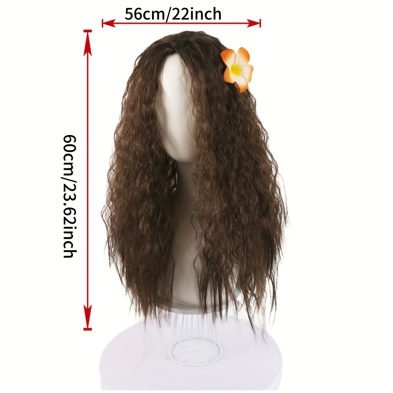 E-shop Lange braune Mittelteil-Perrücke mit 1 Zubehörteil, geeignet für Charakter Cosplay-Perrücken 23.62 Zoll