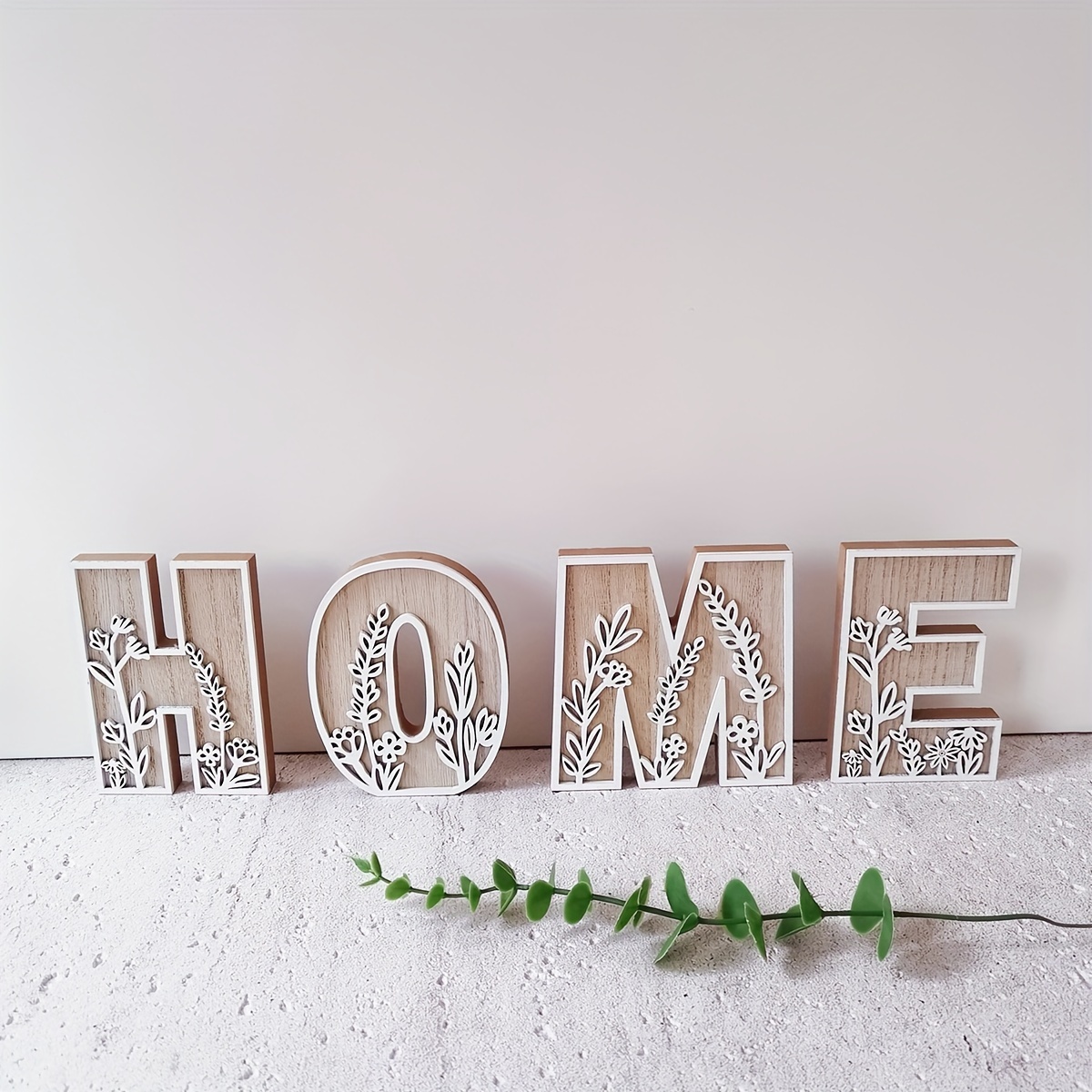 

Wooden Decorative Carved Letters With Floral Designs - Perfect For Home, Kitchen, Or Wedding Decorations - Multi-purpose And Suitable For Tabletop Display - English Language