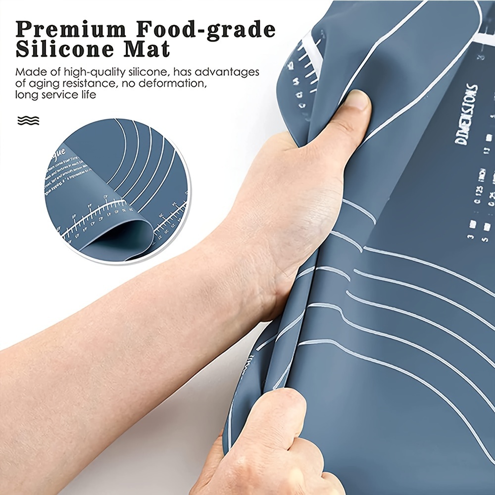 silicone rolling pin and baking mat set for baking pizza making dough pasta flour stick and silicone baking mat for rolling and measuring details 6