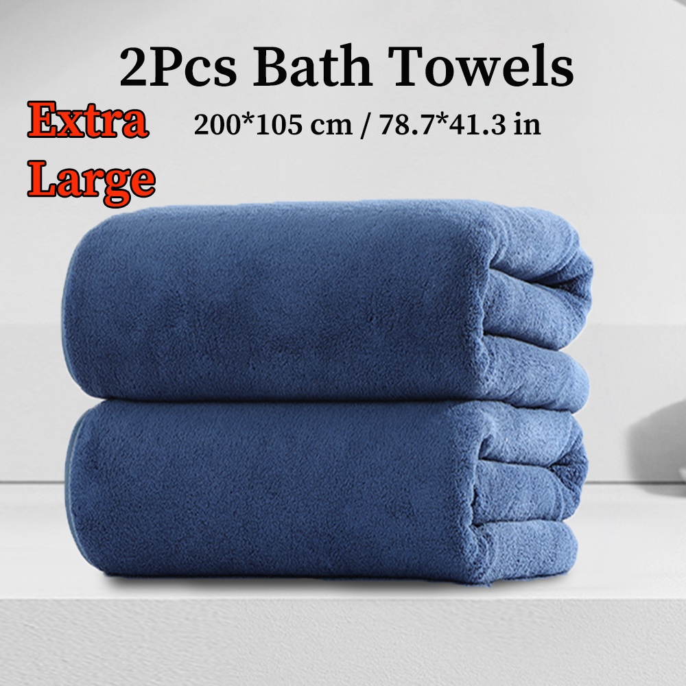 2pcs Extra Large Bath Towel Set,colorful Microfiber Bath Towels, 200cm*105cm/78.7*41.3in, Good Absorbency, Fluffy And Soft, Family Set, Suitable For Bathroom Shower,camping Blanket, Sauna, Optional