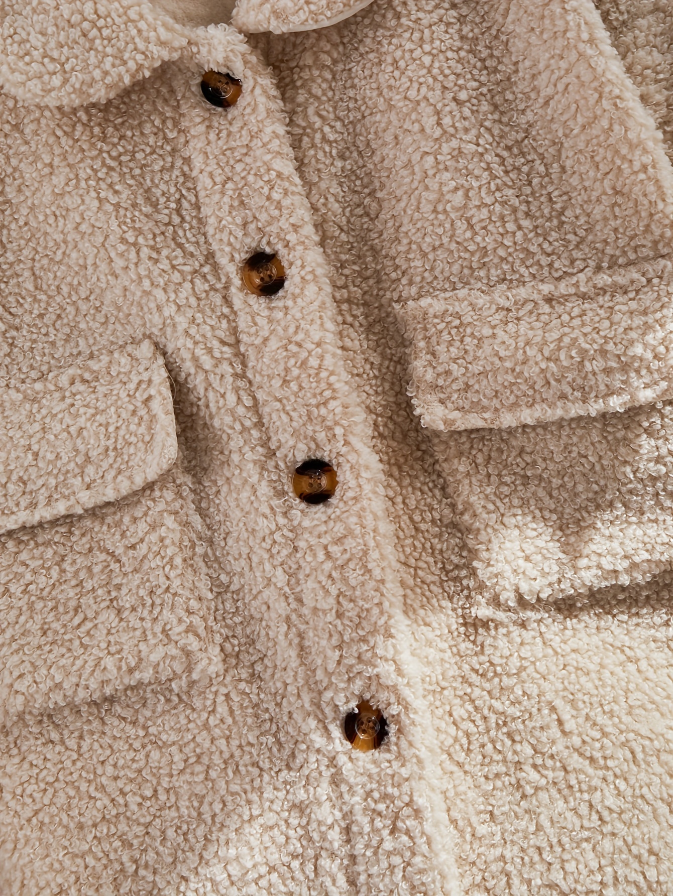Girls' Thickened Plush Faux Fur Lapel Jacket