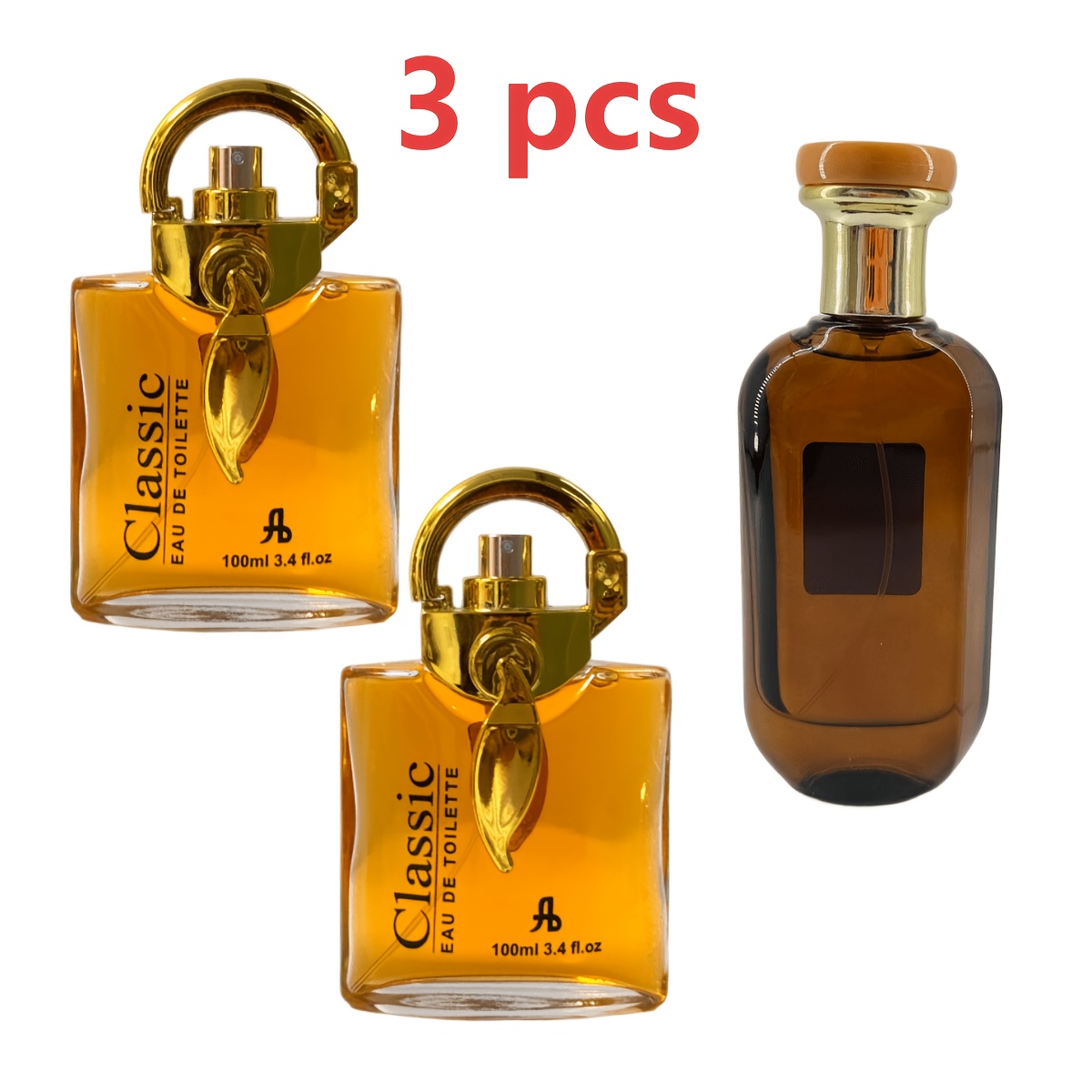 3pcs Men's Fragrance Set | Golden Lock Square Bottle Osmanthus Fresh 2) And Cap Perfume | Long-lasting Light Scent | Ideal Gift For Anniversaries And Festivals, Suitable For Personal Use