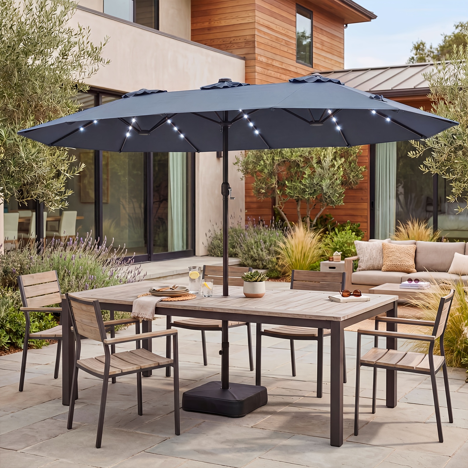 TEMU Lifezeal 48-led Light Patio Umbrella String Light Outdoor Sun Shelter Beach Garden