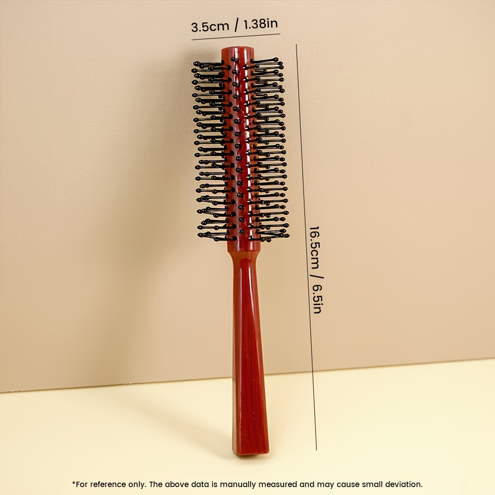 TEMU Professional Round Hair Curling Comb With Lotus Wood Handle & Abs Grip - Pointed Tail Finishing Comb For Curly & Straight Hair Styling, Salon &