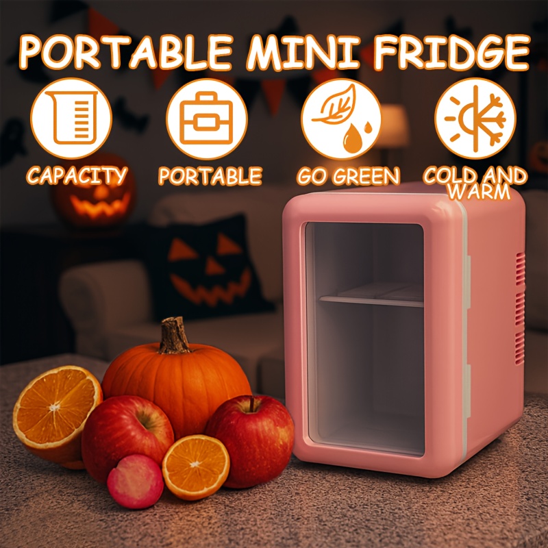 4l mini portable beverage fridge cooler transparent single door design   usb powered compact cooler with lock semiconductor cooling technology for home office camping   drinks beer wine cosmetics mini refrigerador home drink storage modern fridge sturdy handle small spaces 0