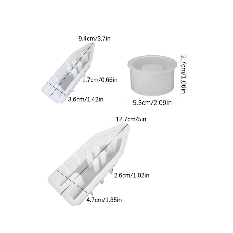 E-shop Harz-Silikonformen, 3er-Set – Mittelgroße/Kleine Herzförmige Hausform + Zylindrische Kerzenständerform, DIY Kreative Heimdekoration Gipsform,