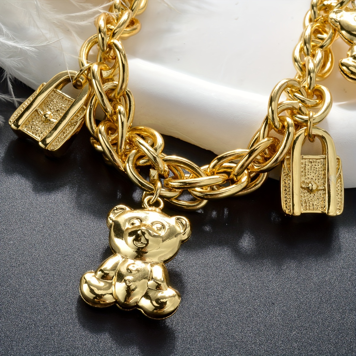 ZEADEAR Bear & Handbag Charm Bracelet with Teddy Bear Pendants