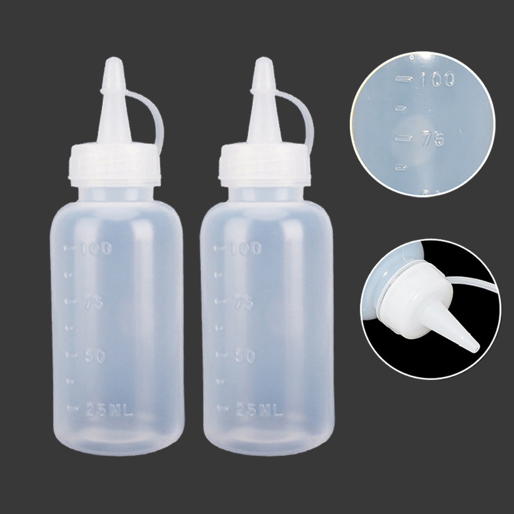 E-shop 2 Stk. Flasche mit spitzem , 100ml Spenderflasche mit Tropfverschluss, Farbmischen, Farbmalen, Pigmentverpackung, Sandmalerei, extrudierte