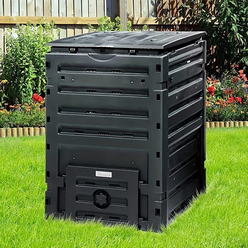 

Homiflex 120 Gallon Outdoor Compost Bin Lightweight Garden Compost Barrel, Large Composter Box With Snap-on Top Lid And Aeration System, Tumbler, Easy Assembly, Black