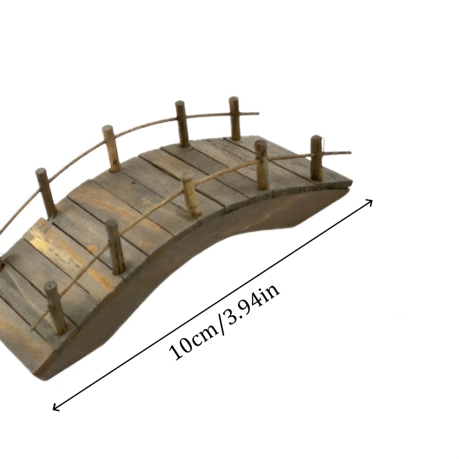 TEMU 1 pieza de puente en de madera en miniatura desgastado, decoración de patio para casa de muñecas, de puente pequeño para mesa de arena, micro