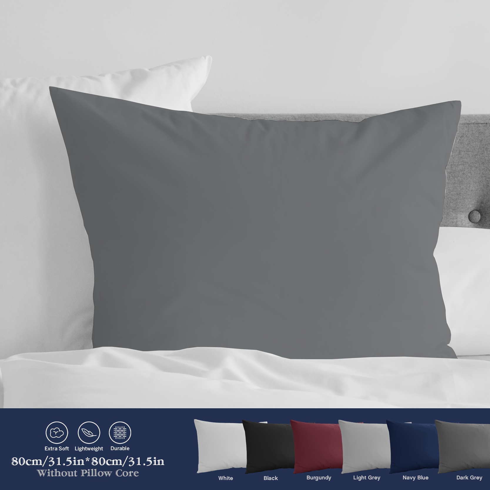 Image of 2-pack 80x80cm Full Polyester Brushed Zipper Pillowcase, Cushion Cover, Euro Pillowcase, Suitable For Bedrooms, Living Rooms And Other Multi-scene Use