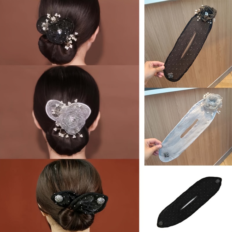 

Easy-twist Floral Hair Bun Maker - Quick & Stylish Updo Tool For Women, Handcrafted Embroidered Flower Design