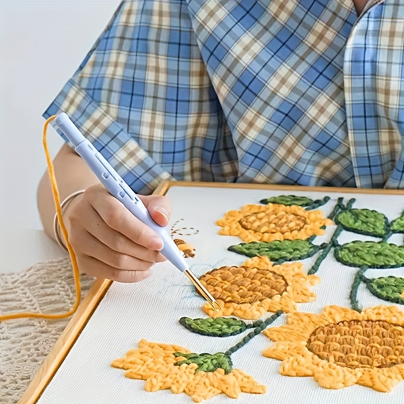 

2pcs Brodé à Épaisseur Plastique Broderie Broderie Colorée Aiguille à Crochet - avec Crochet, adapté pour les DIY, fournitures de broderie