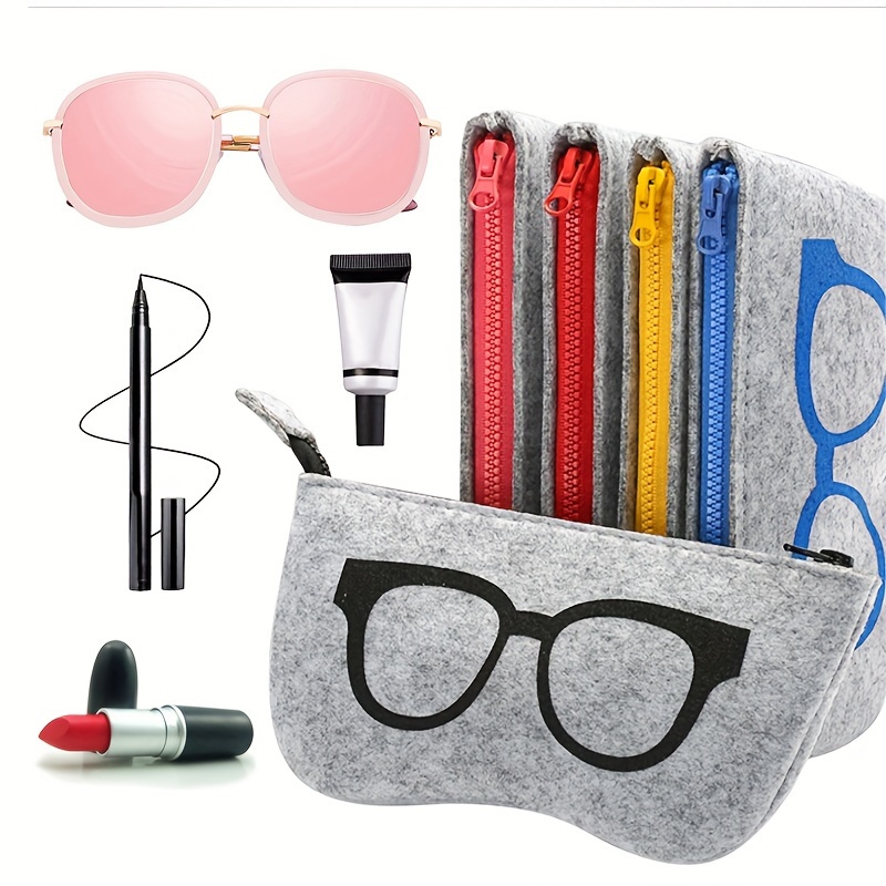 

Felt Glasses Pouch Fashion Eyewear Case Small Portable Cosmetic Bag Versatile Storage Organizer, Multi-color Options