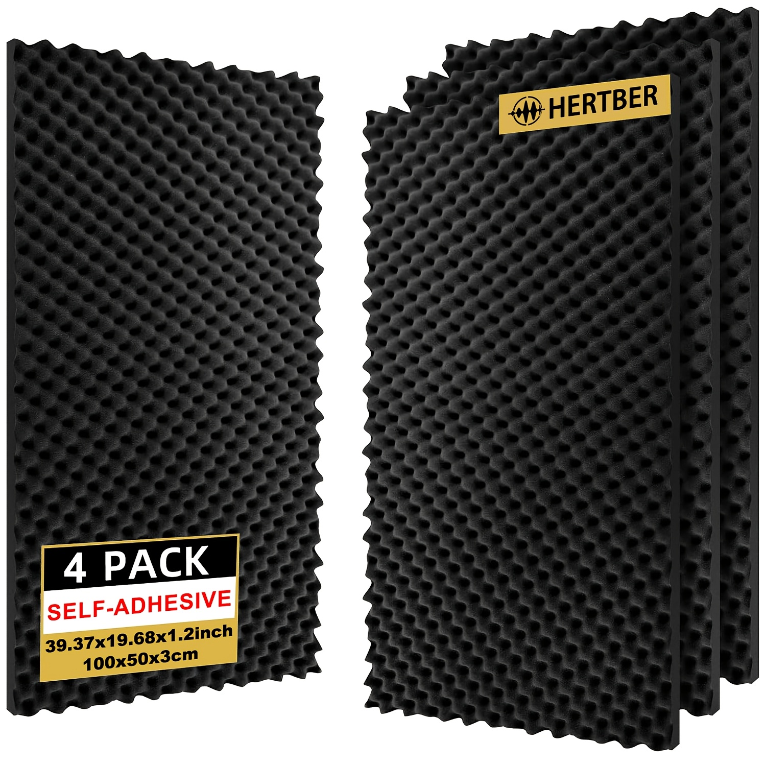 4pcs set of self   soundproof foam panels black high density 100 x 50 x 3 cm wavy   structure   absorbs   reducing indoor noise   and ambient sounds suitable for live streaming rooms home theaters