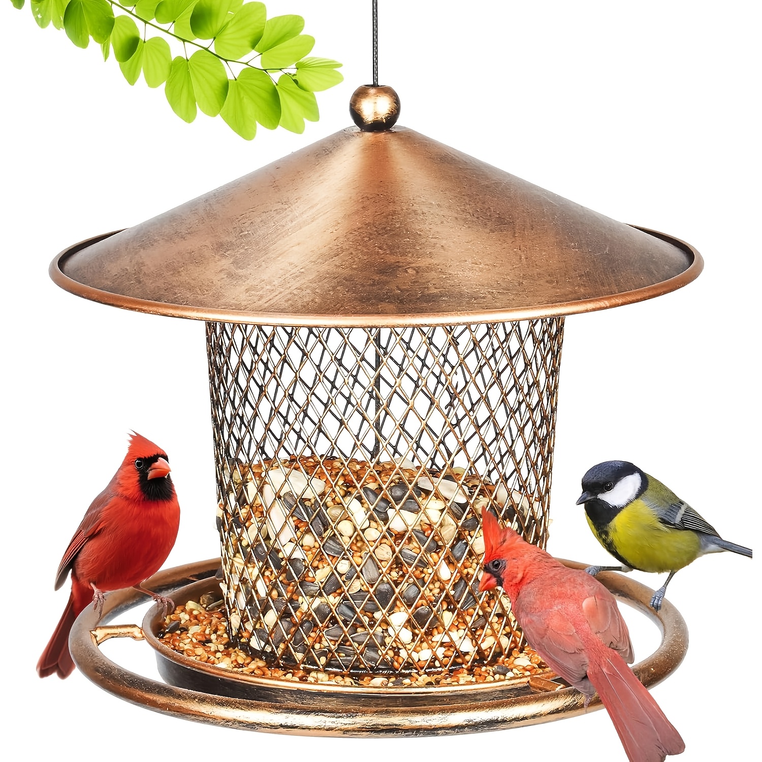 Image of Bird Feeders, Heavy Duty Metal Wild Bird Feeder, Cute Lantern Bird Feeder, 2lbs Large Capacity, Without Battery