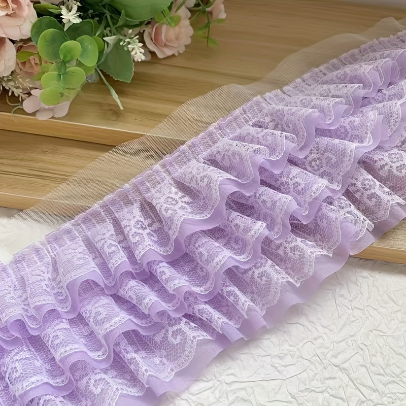 TEMU 1pc - Tissu de dentelle multicolore à trois couches avec bordure en - Convient pour les jupes, les poignets et les ajouts de couture