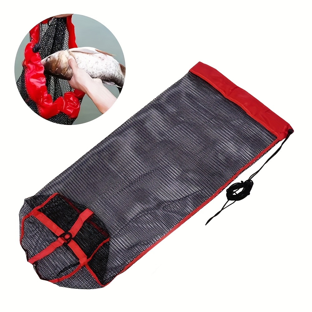 TEMU Portable Fishing Net Bag - Durable Oxford Cloth With Closure, Accents For Beach & Lakeside Use - Fishing Gear For , Fishing Bag, Sturdy