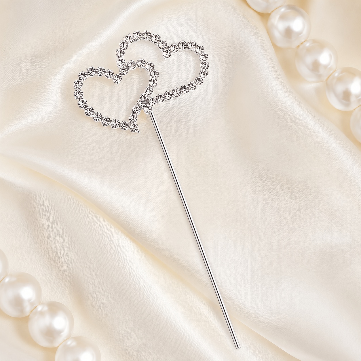 TEMU 1pc Silvery Sparkling Heart-shaped Cupcake Decoration, Ideal For Valentine's Day Celebrations, Weddings, Engagements, Bridesmaid Gifts, And