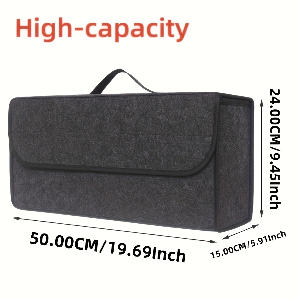 Car Grey Folding Trunk, Felt Folding Storage Box, Grey Car Interior Organizer
