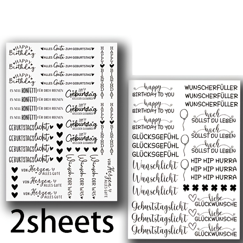 Image of 2 Sheets, Uv Dtf Transfer, 19 X 14cm, Happy Birthday - Happiness - Wish , May Confetti - Birthday Wishes - , Suitable For: Keychains, Glass Self-adhesive Film, Scrapbooks, Mugs, Scooters