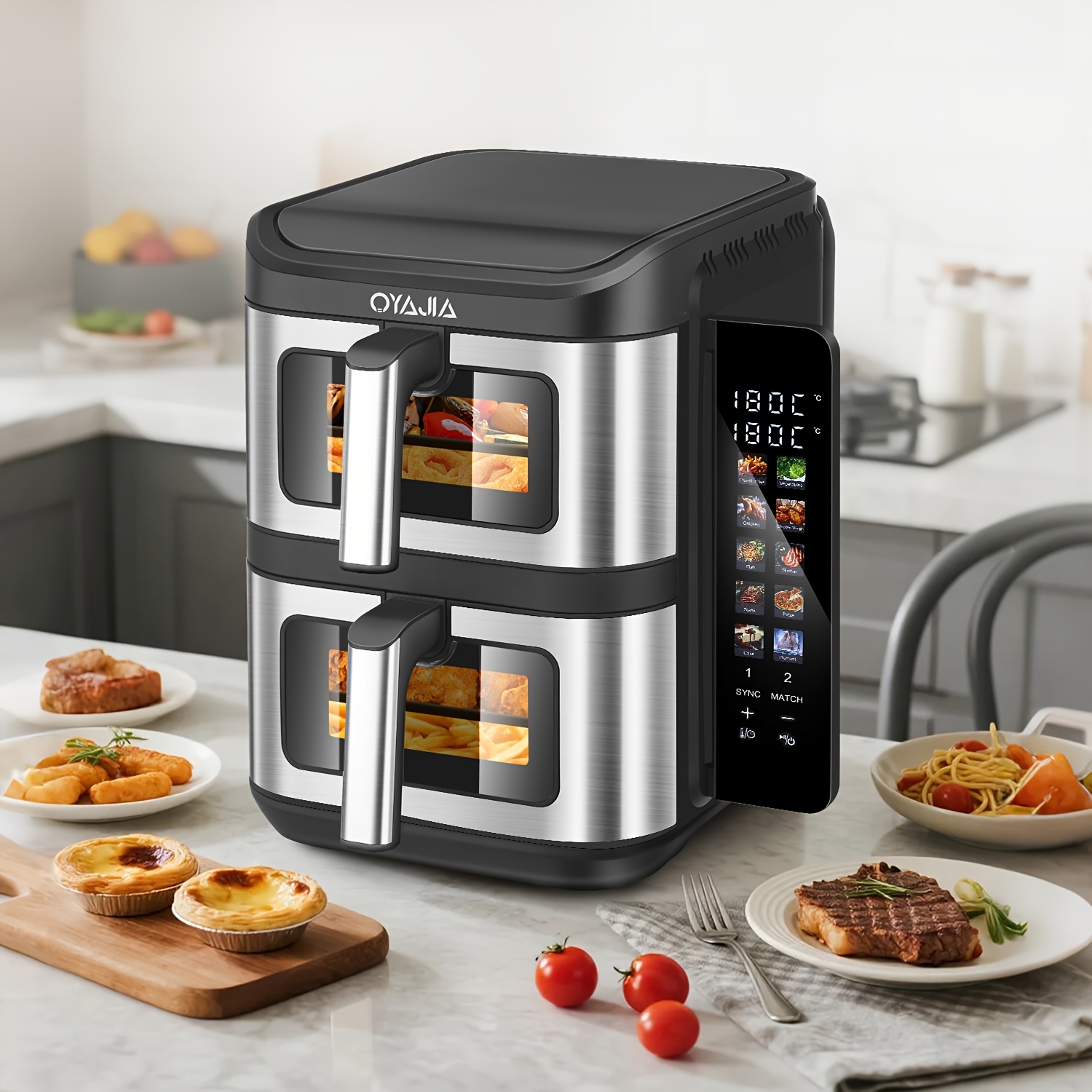 Image of 11l Air Fryer With Xxl Basket & Window - 10-in-1 Multi-cooker Suitable For Roast, Bake, Grill,, Slow Cook, Dishwasher Safe Parts, For Whole Chicken, European Plug (no Adapter)