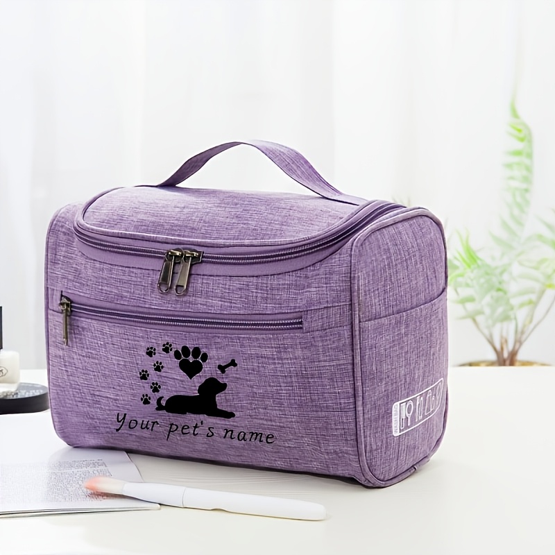 TEMU Custom Your Pet's Name Diy 1pc Pet Supplies Storage Bag - Portable Multi-compartment Pet Care Storage Box, Large Capacity Lightweight And