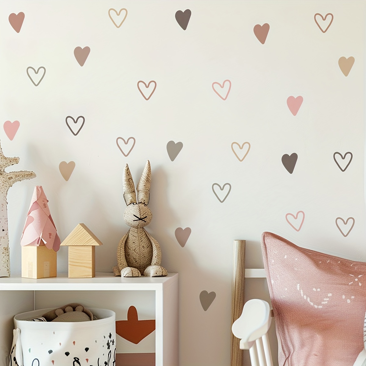 1pc Modern Bohemian Style Diy Sticker; Diy Self-adhesive Peel-and-stick, Simple Heart Sticker Background Decoration, Wall Sticker For Girls' Kindergarten And Bedroom